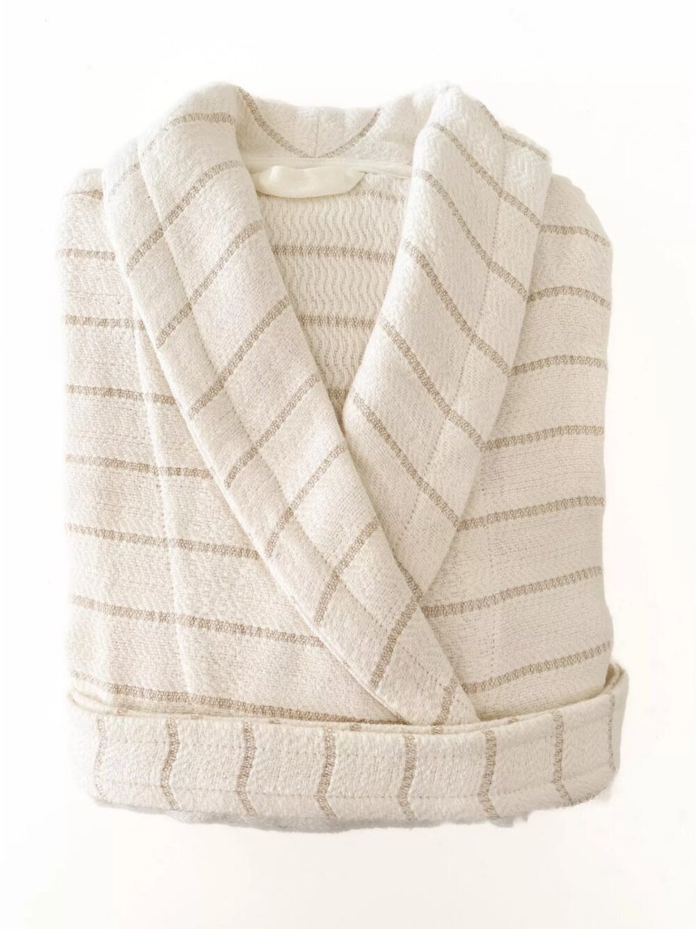 NWT Elegant Bamboo Striped Housecoat by Anaya Ivory Size L